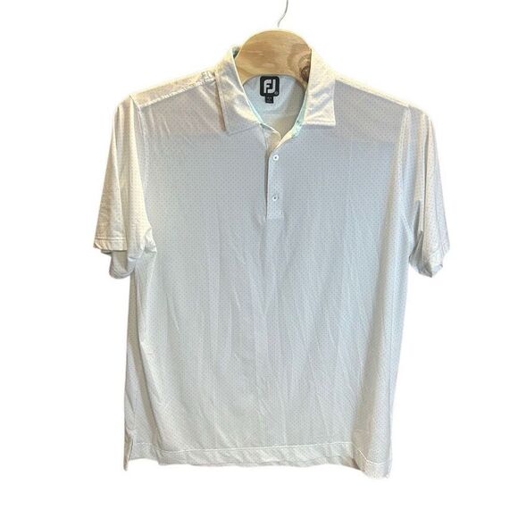 FootJoy 2XL White and Light Blue Polo Shirt - Picture 1 of 5